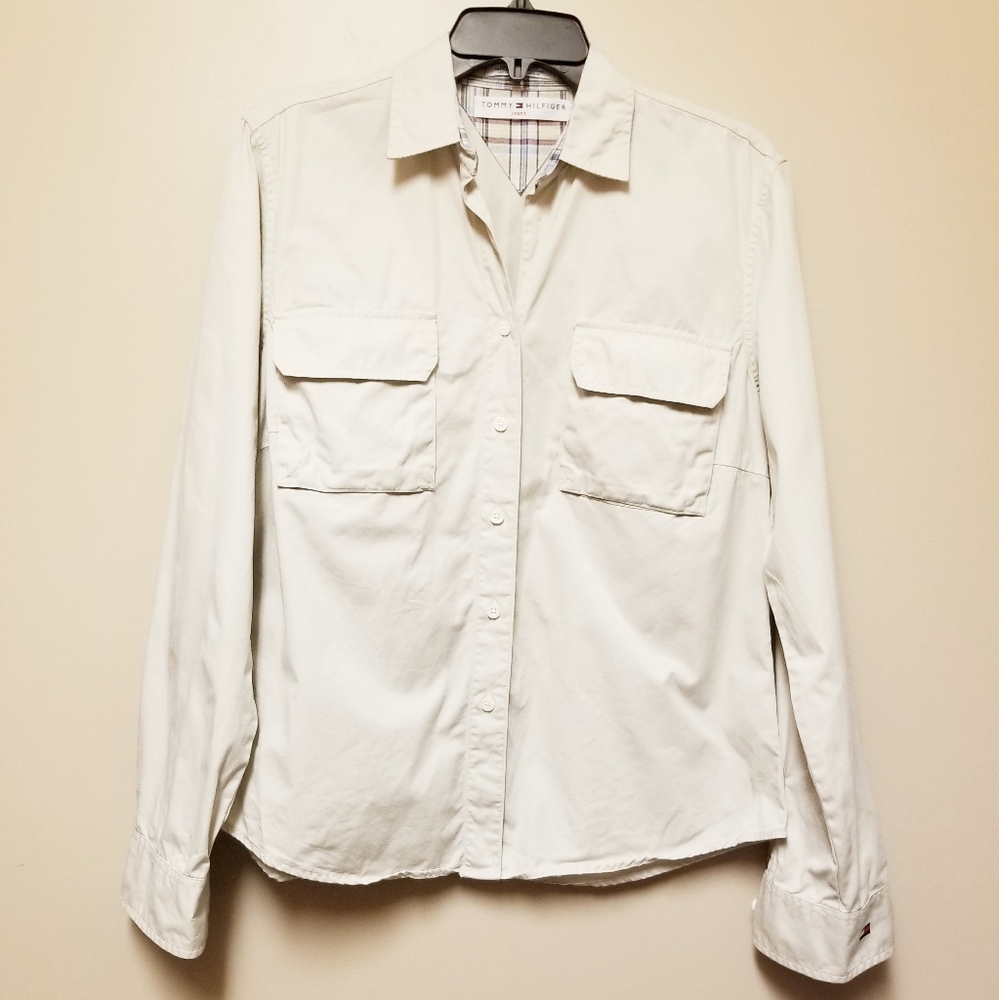 Tommy Hilfiger light khaki long sleeve shirt Large
